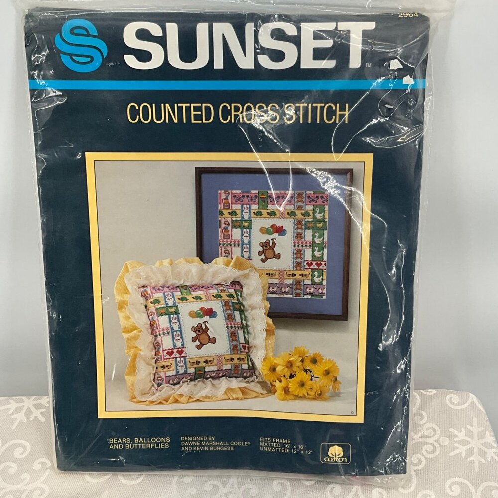 Sunset‎ Counted Cross Stitch Kit "Bears, Balloons & Butterflies Pattern Thread &